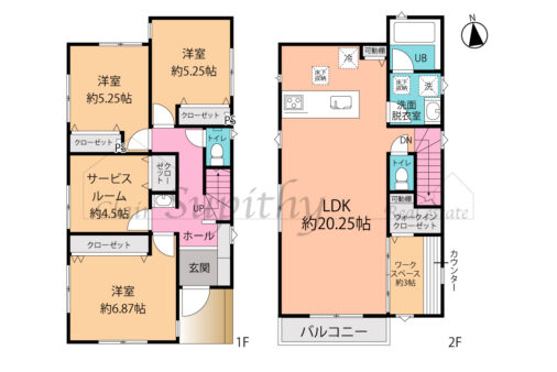 新築 松が丘1丁目  4号棟 2階リビング+ワークスペース合わせて23.25帖の大空間明るいリビング！