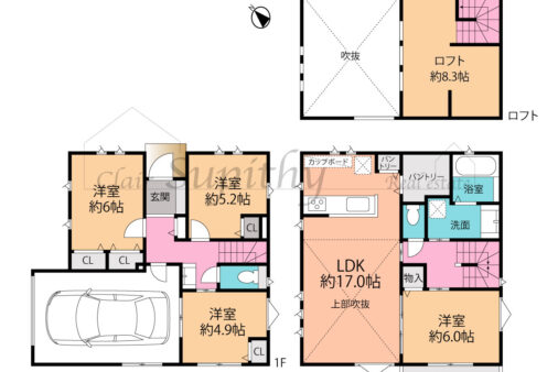 新築 浜須賀 北東角地のビルトインガレージハウス 全1棟